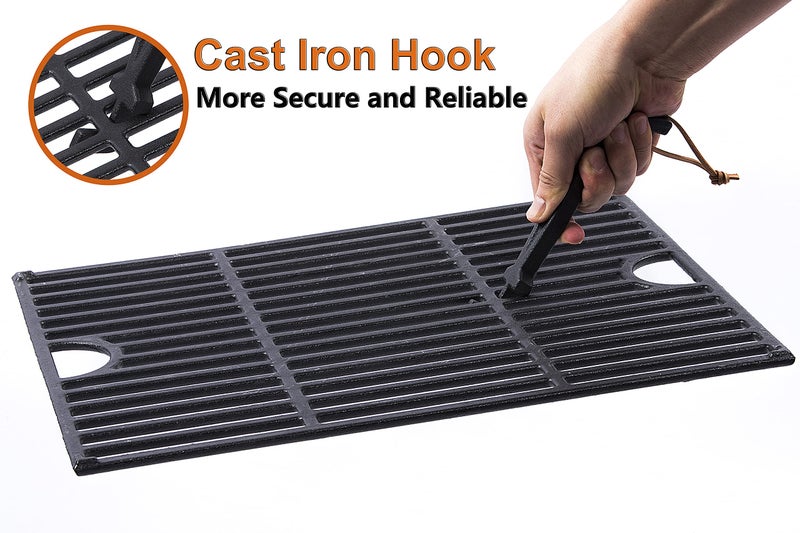 DELSbbq Cast Iron Barbecue Universal Grill Grid Lifter, 8 inch Long hot Surfaces handling Lifter Gripper for Most Charcoal Grills and Gas Grills - Image 1